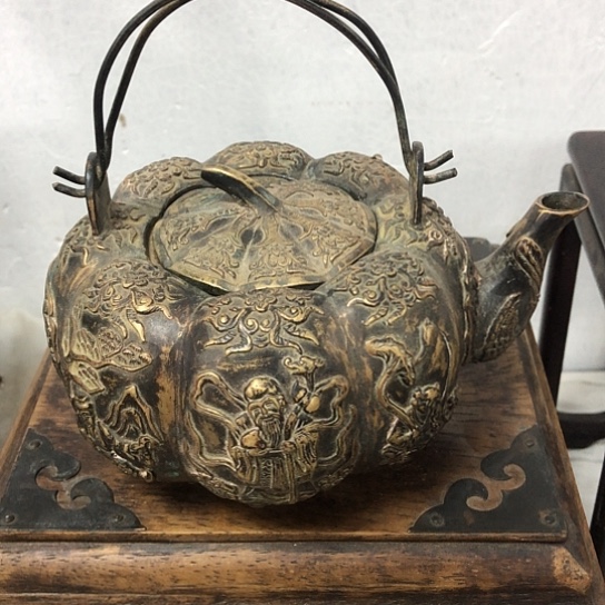 活性炭铜茶壶一个漂亮完整