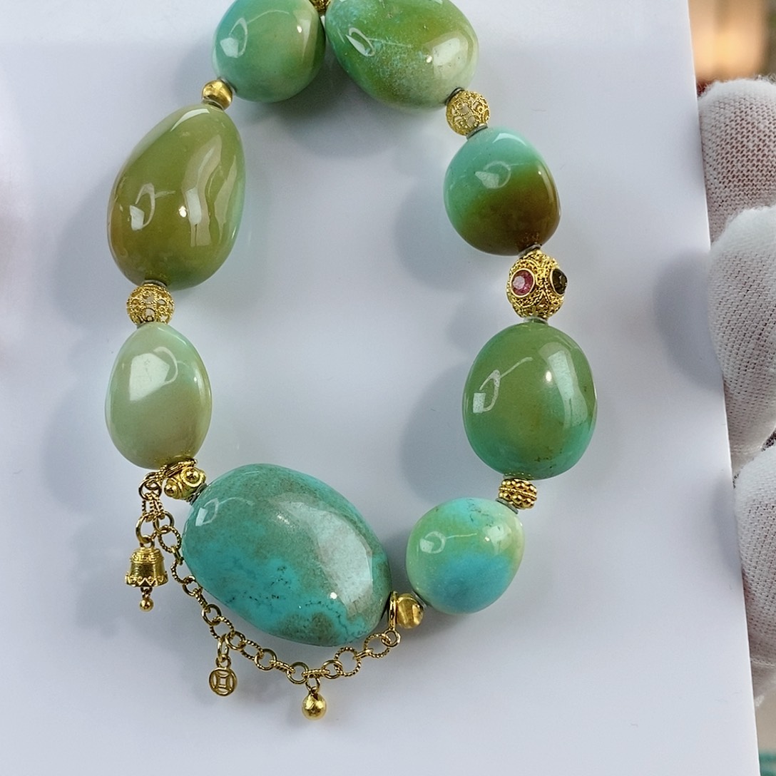 绿松石珠宝奇石18K金镶嵌