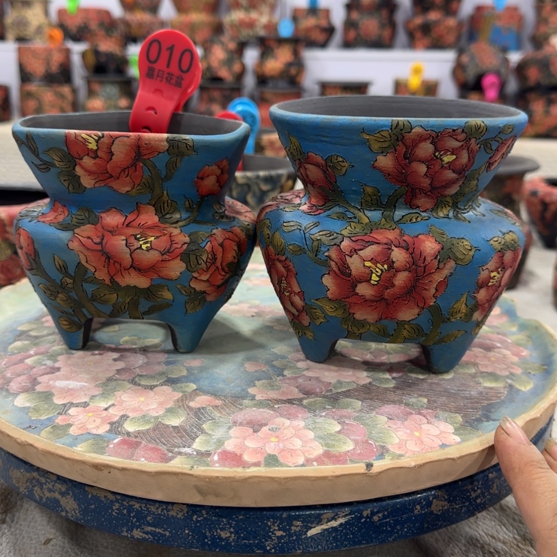 姐***姐紫砂花盆精品多肉手绘花盆