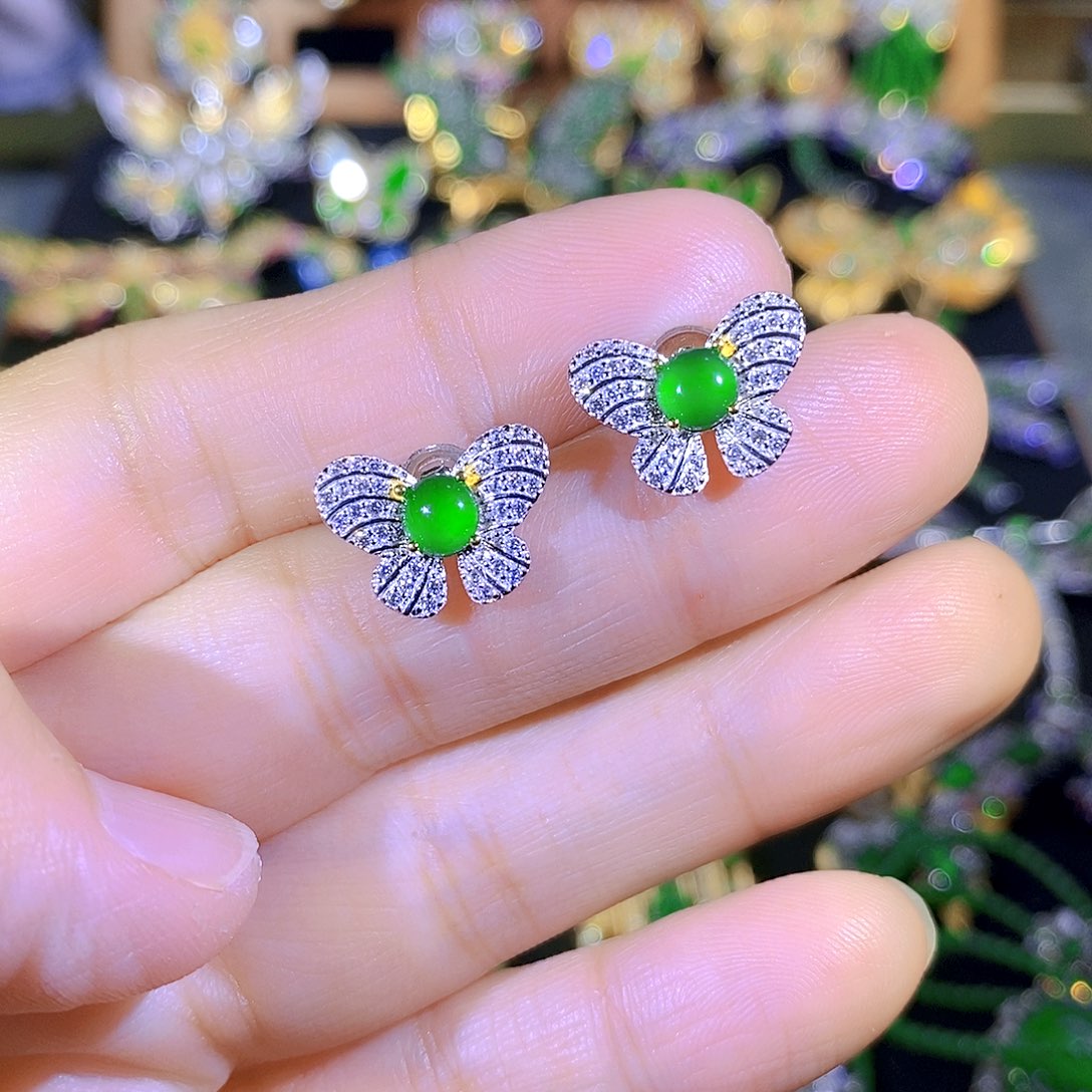 吊坠(不含链)银S925镶嵌翡翠