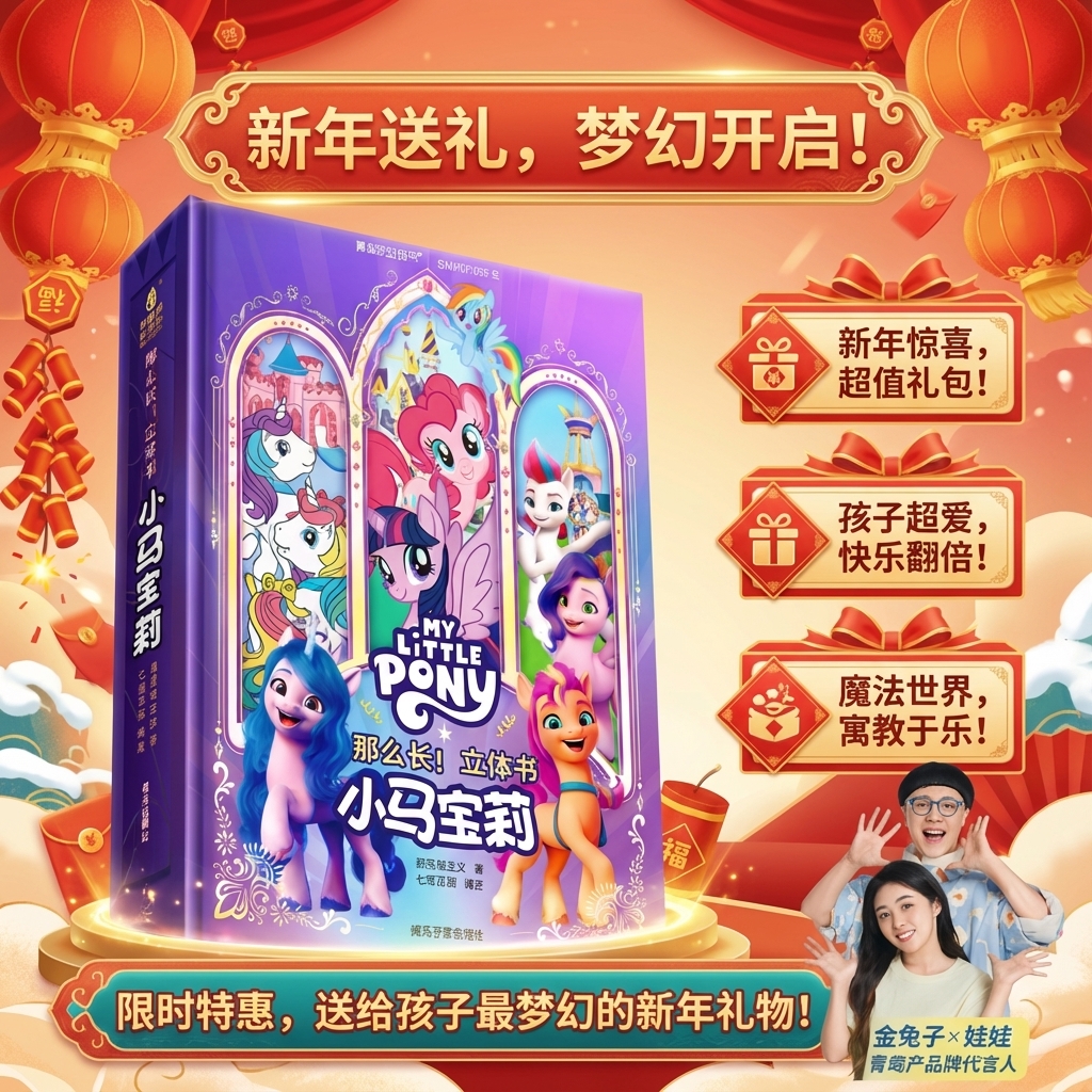 【新年礼物】小马宝莉那么长立体书官方正版书1-10岁左右脑开发