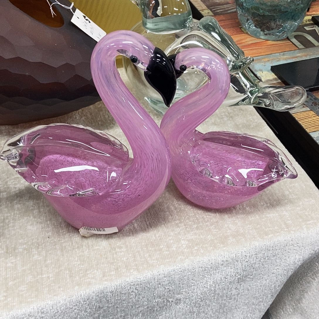 琉璃心*粉色火烈鸟摆件花瓶两个