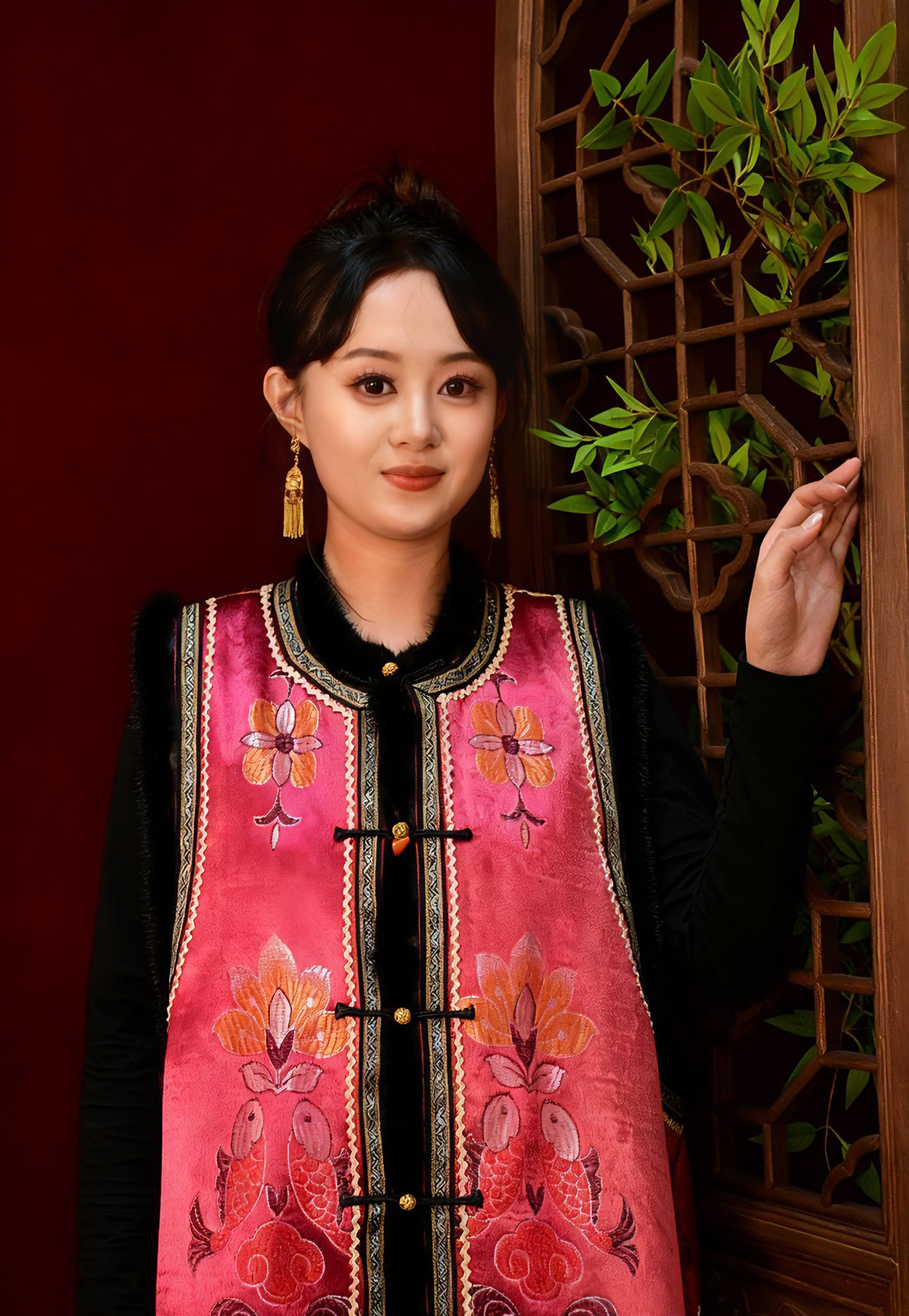 国梵·老软缎-对襟中长款加棉马甲