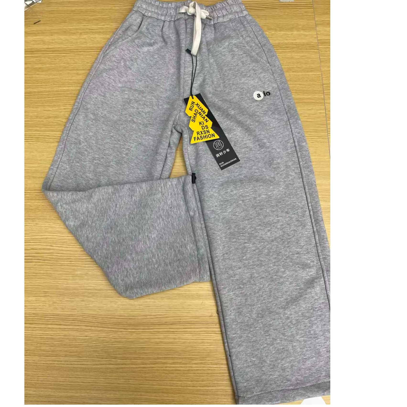 【3103-灰色】青少年秋冬加绒款运动卫裤