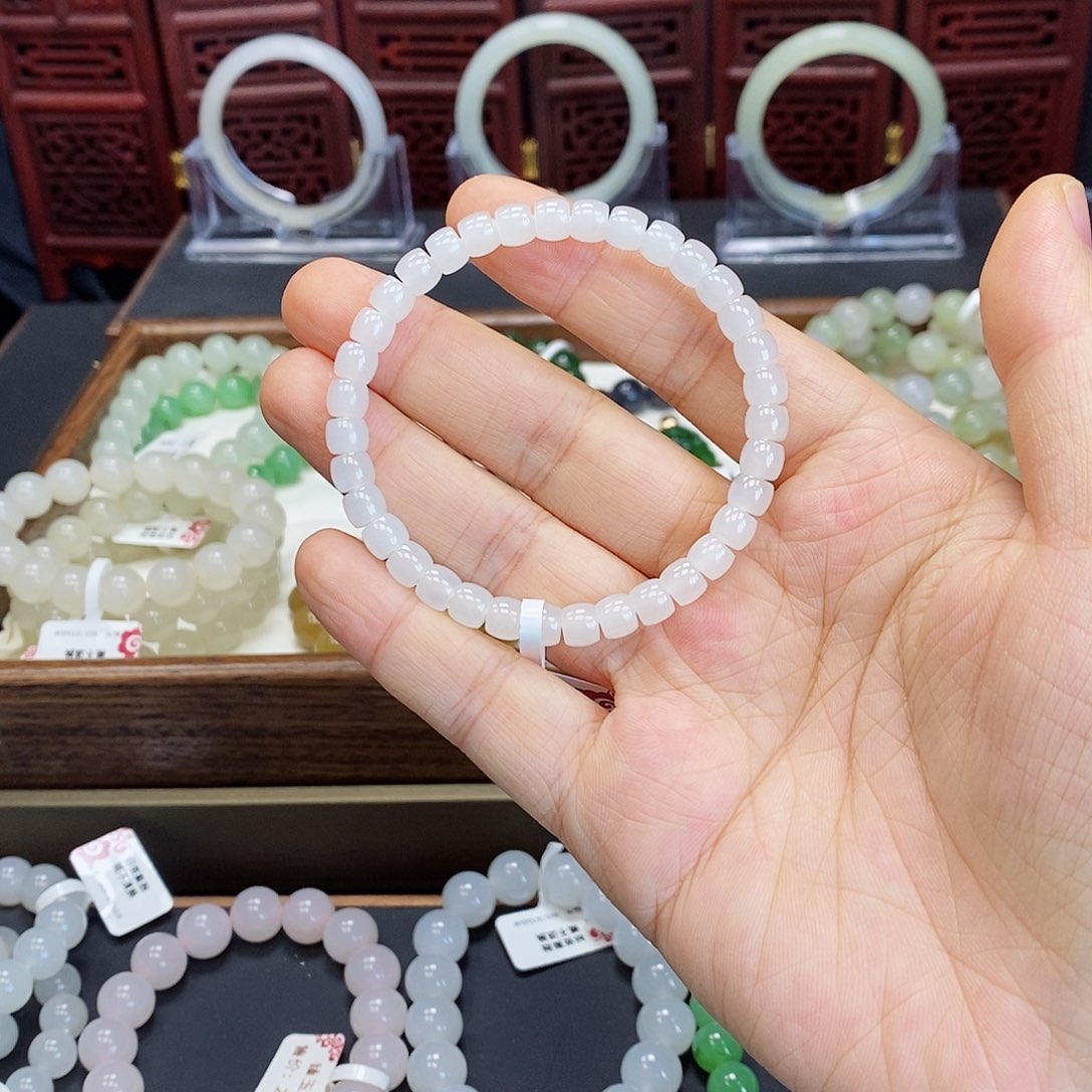 和田玉手串未镶嵌白玉6