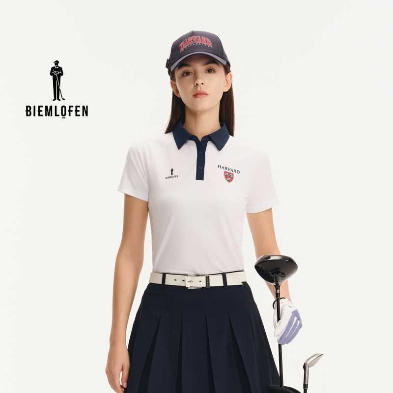 【哈佛联名】比音勒芬高尔夫2026春夏新女运动休闲亲肤短袖POLO衫
