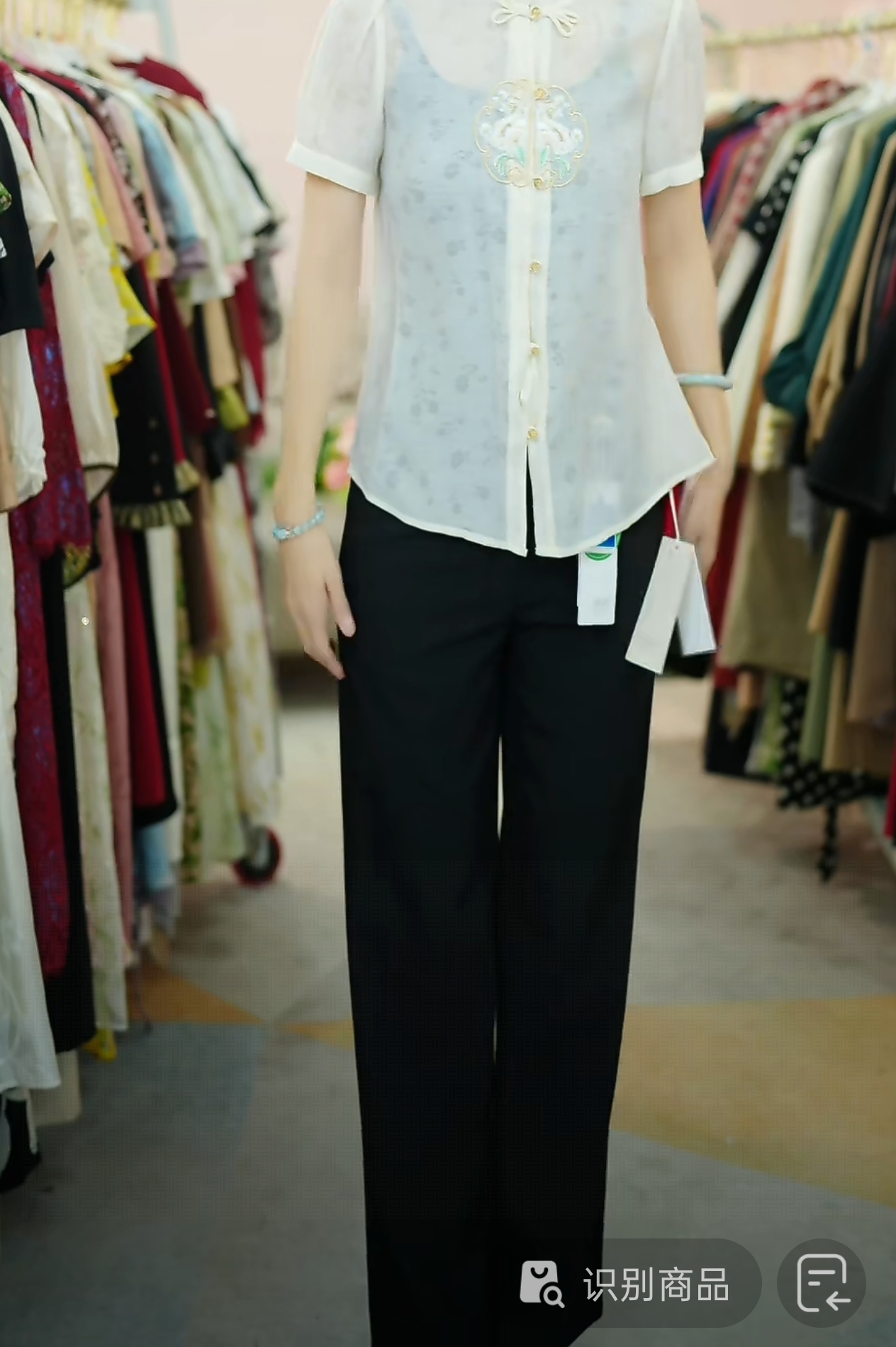 B596(无腰带）长裤常规款秋季薄款轻职风休闲裤九分设计师女装黑色