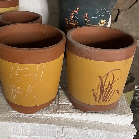 红陶中国宜兴紫砂花盆，