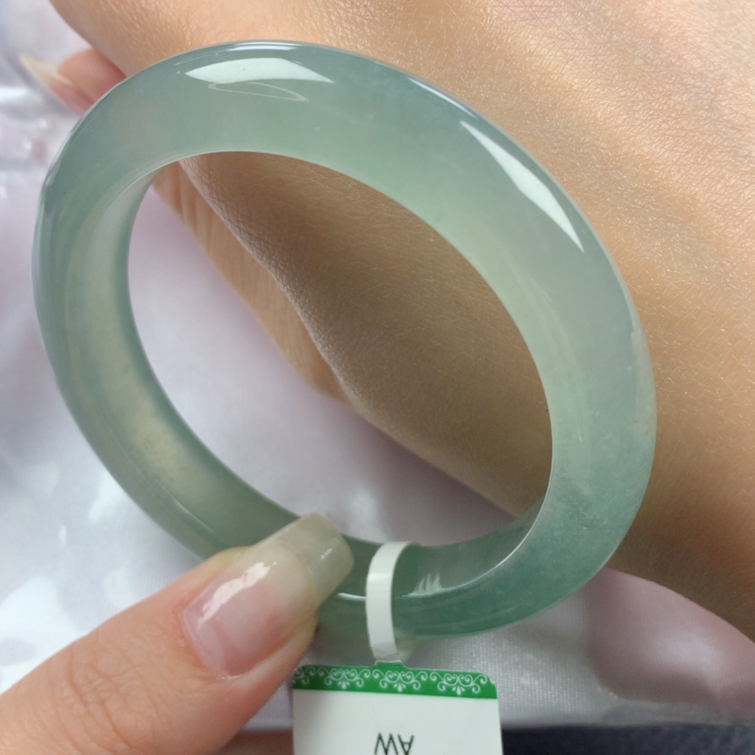 未镶嵌手镯翡翠高冰玻璃底晴水绿宝石正圈52