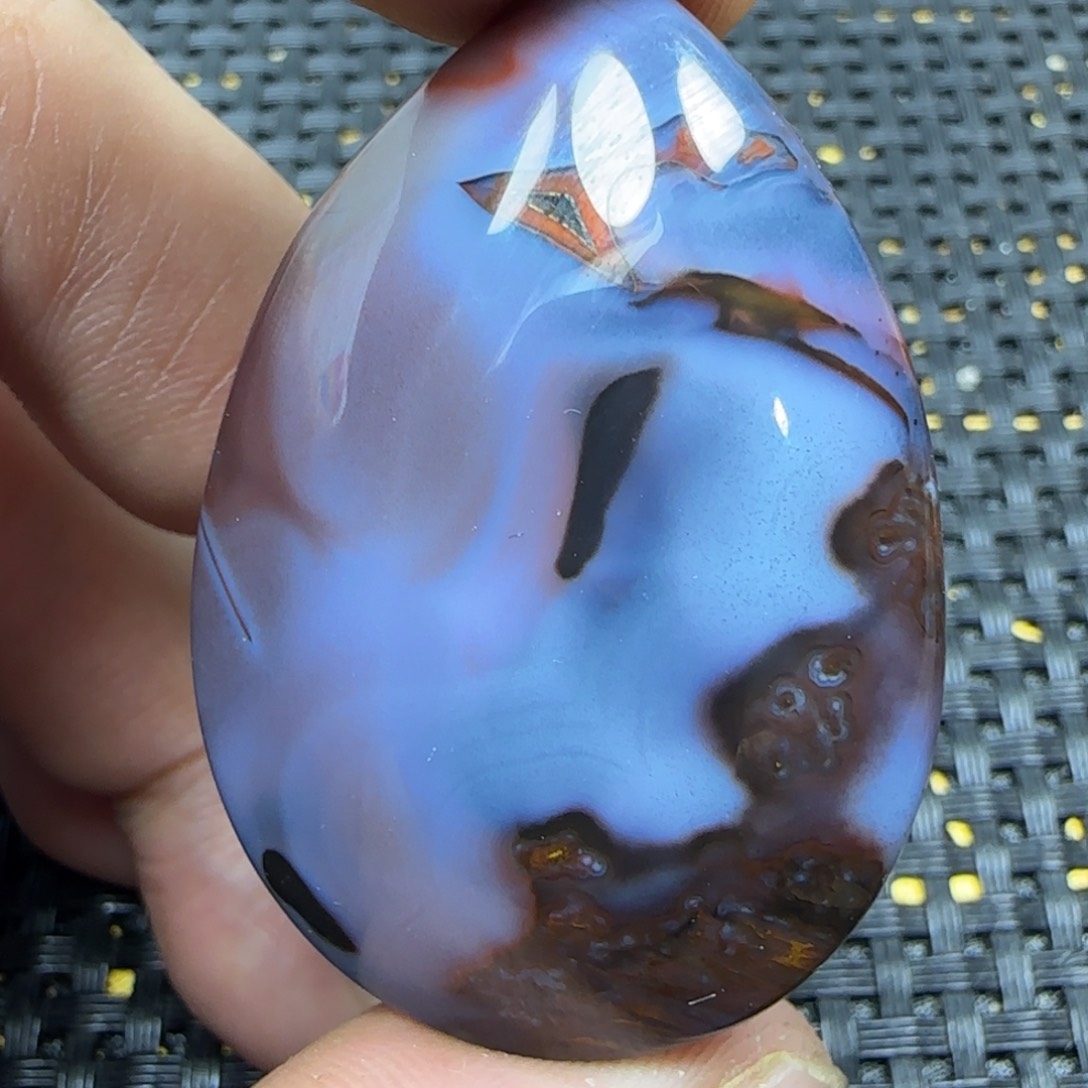 玛瑙/玉髓吊坠合金青**湖