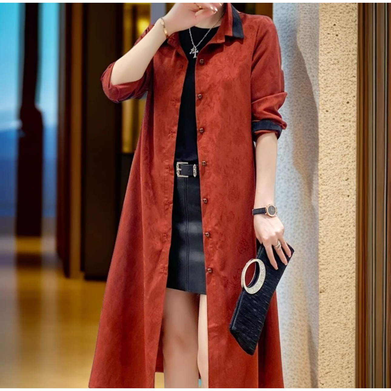 丽人 新款织花显瘦气质显瘦时尚款风衣2620