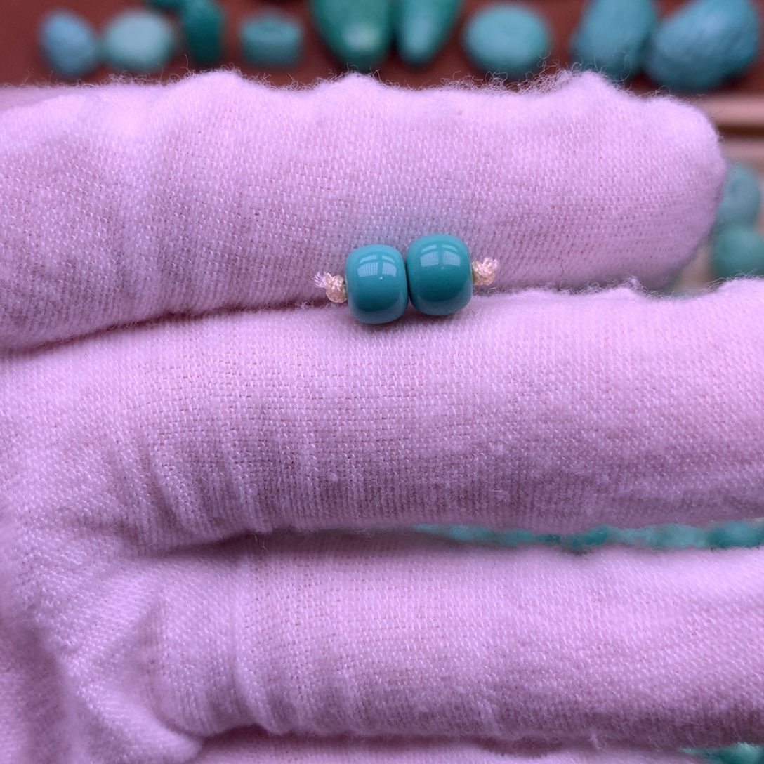 大***叔原生态散珠配珠老型蓝绿色两对卡6.4