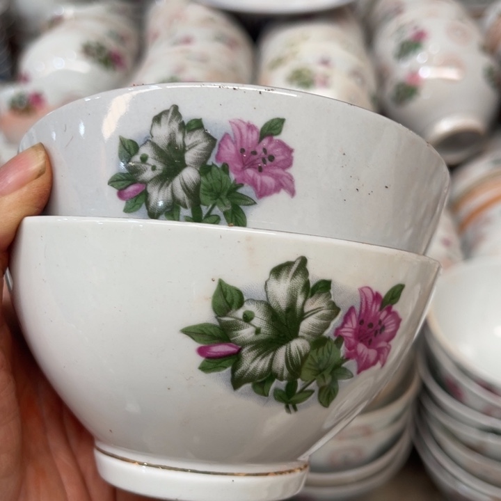 醴陵高温瓷老碗12.5厘米微瑕2个