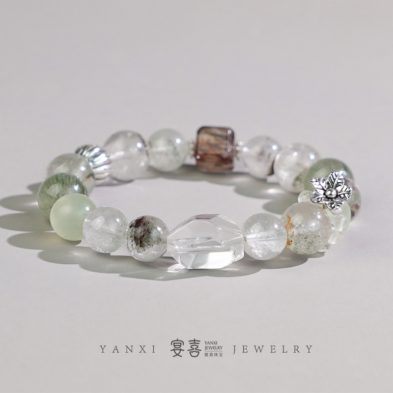 【竹海幽林】绿发晶✖超七方糖单圈手串 多样性发其一