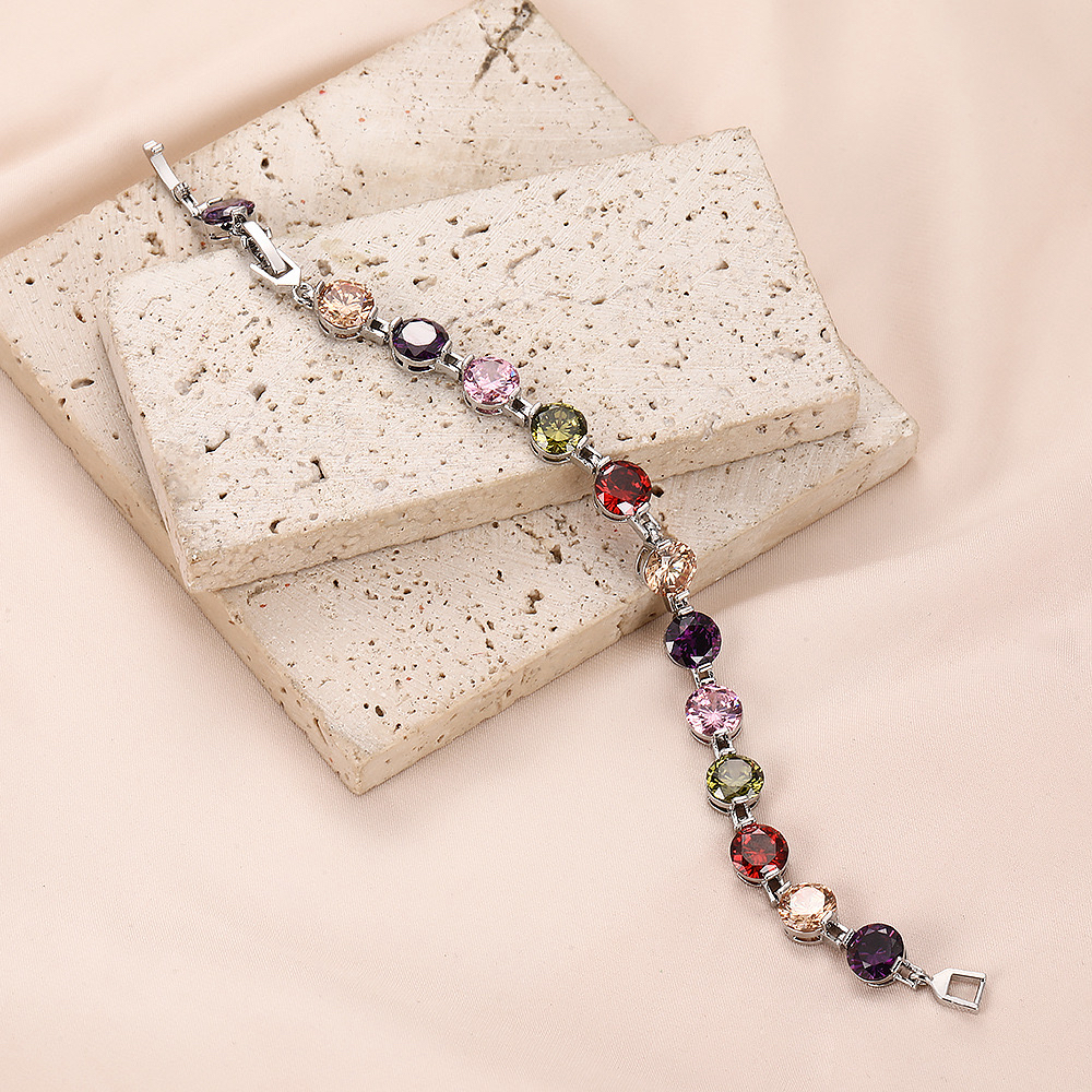 铜合金锆石手链 欧美镶嵌锆石手链轻奢气质简约奢华百搭K798