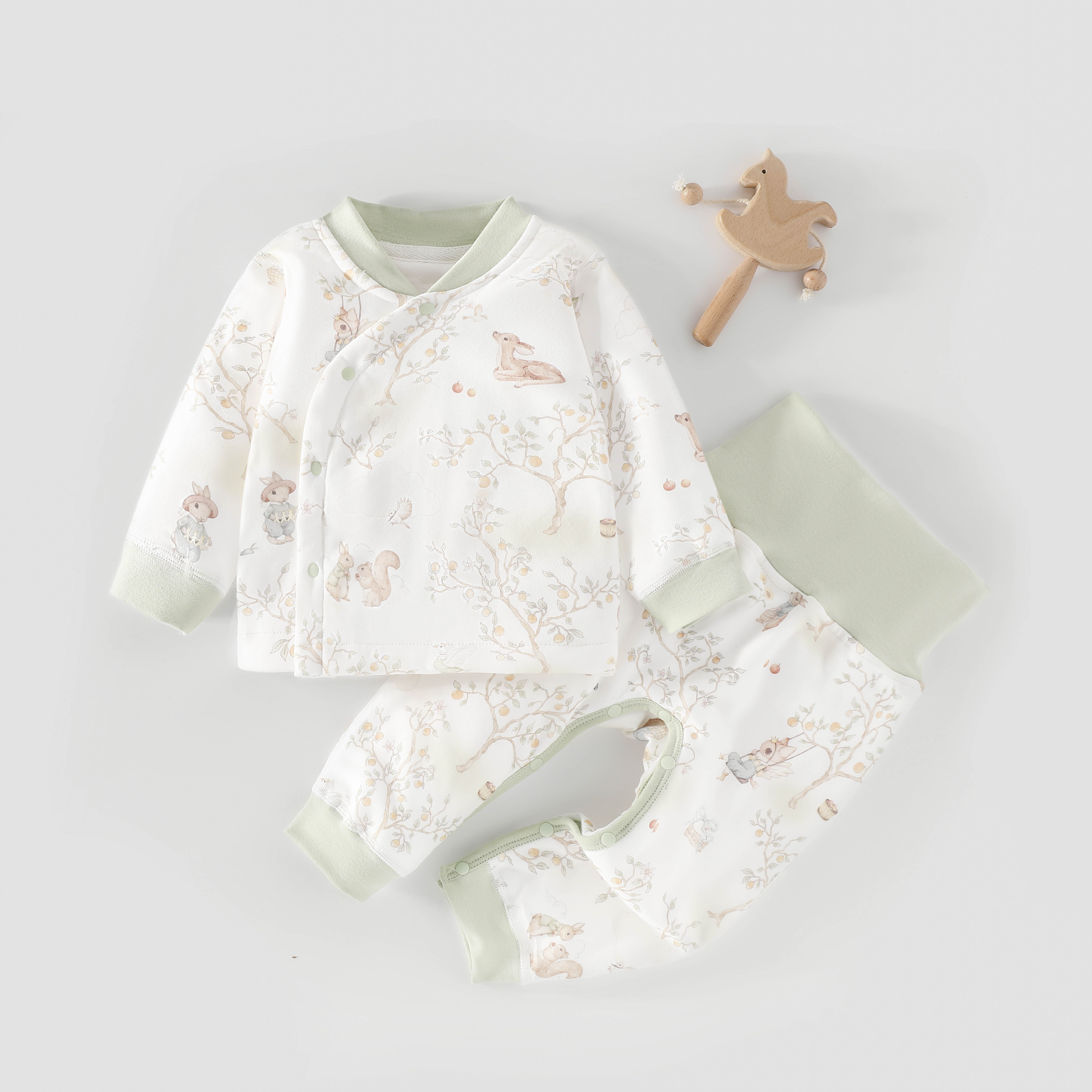 80克夹棉10A抗菌超柔面料婴儿衣服纯棉新生婴儿衣服a类四季分体衣