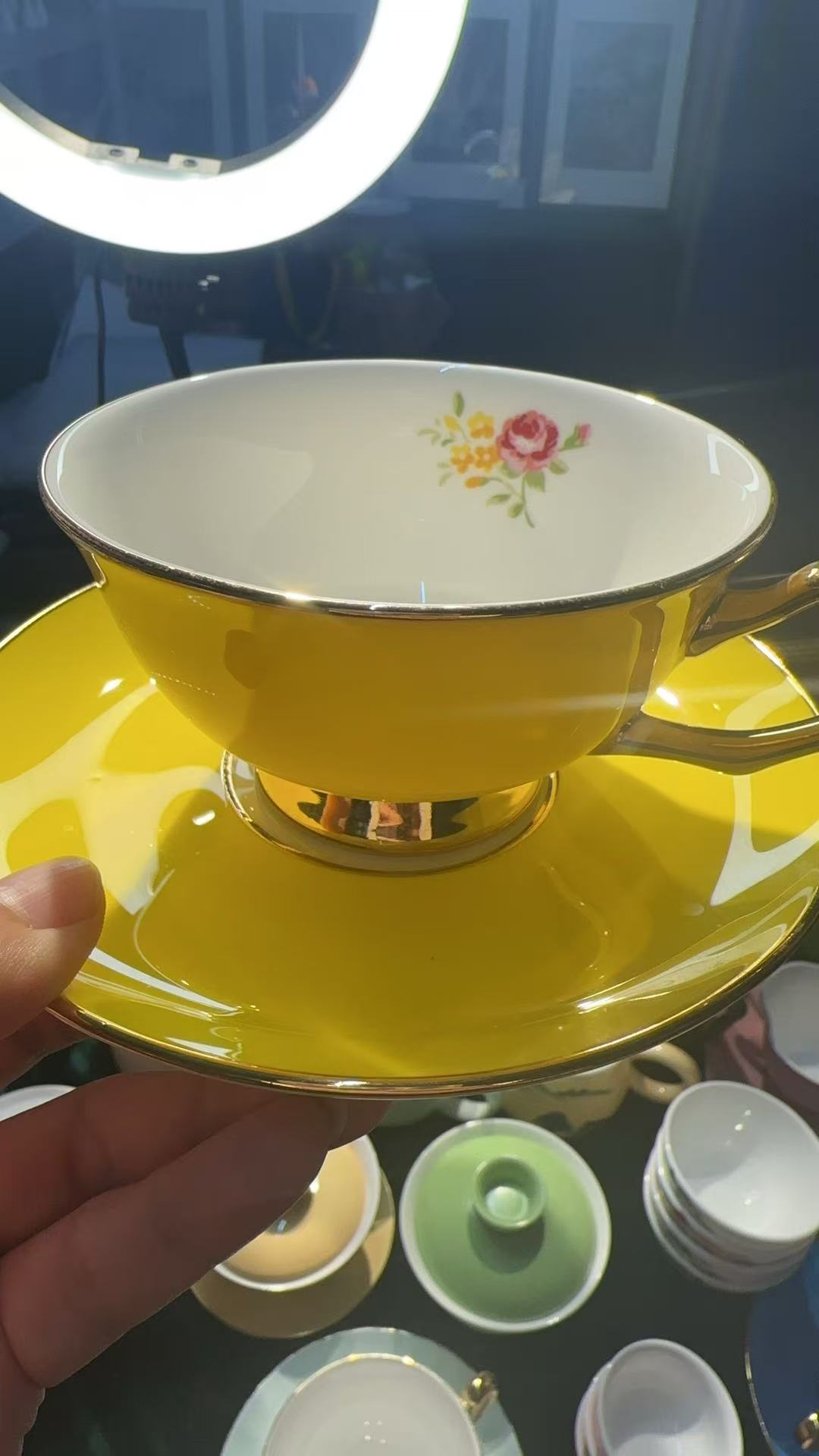 手工咖啡杯精致描金