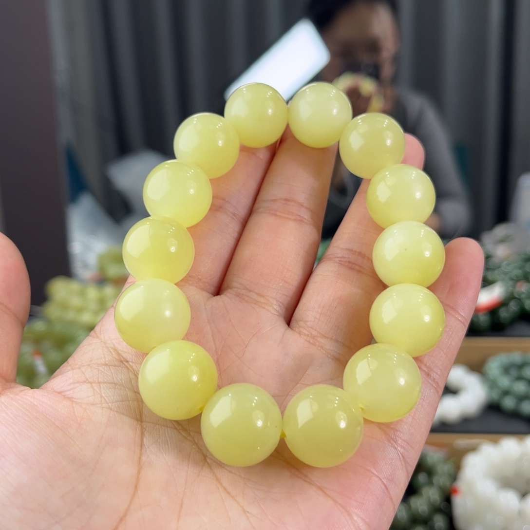 手串未镶嵌和田玉新疆若羌黄口卡16圆珠