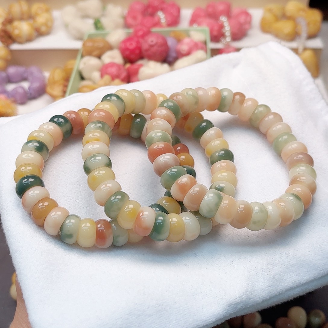 菩提根/象牙果吊坠Wq13mm彩色碗肠单圈一条