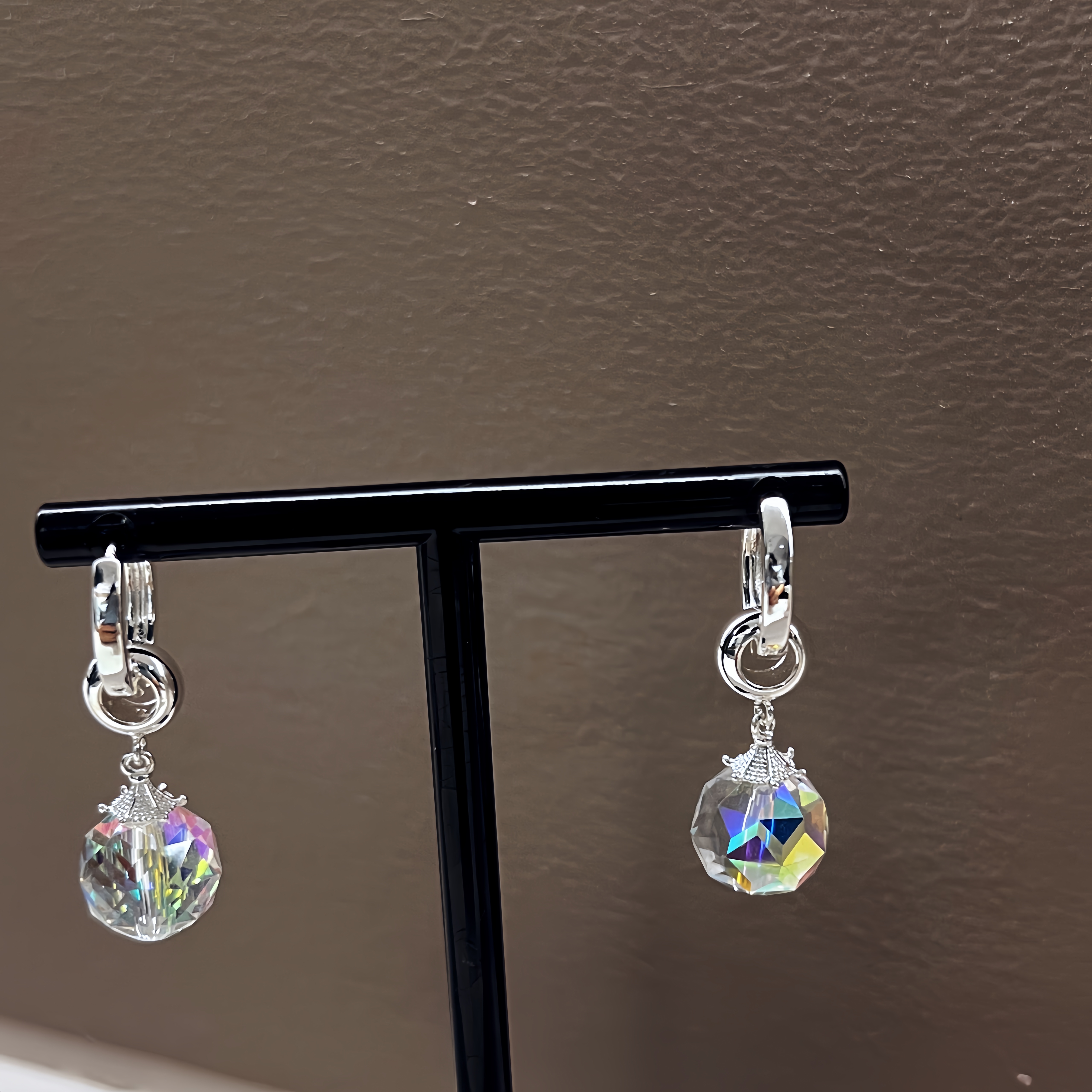 黄铜耳饰 法式复古切面幻彩球耳环