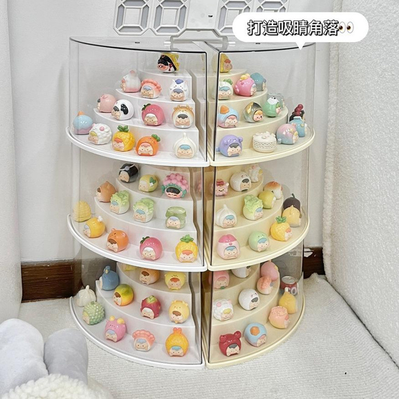卧室萌粒墙角展示盒透明亚克力防尘盲盒展示架收纳迷你手办摆件展