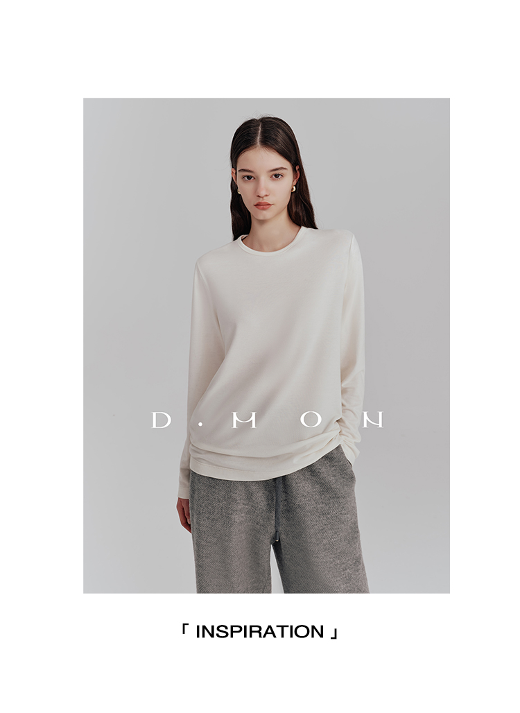 DMON|可裸穿_秋冬加绒内搭叠穿B败_时髦微宽松内柔绒长袖打底衫