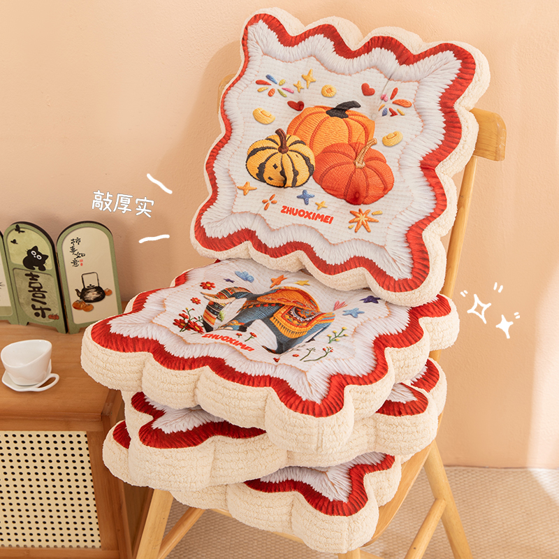 复古创意手工加厚水晶绒方形防滑家用椅子靠垫坐垫宿舍厚实座垫