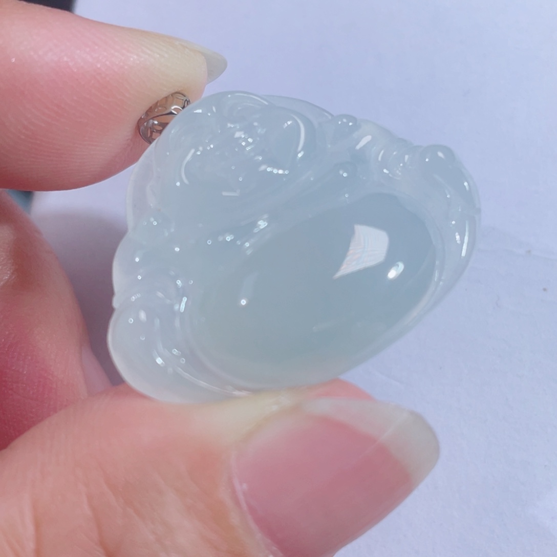 翡翠18K金镶嵌颈饰佛公