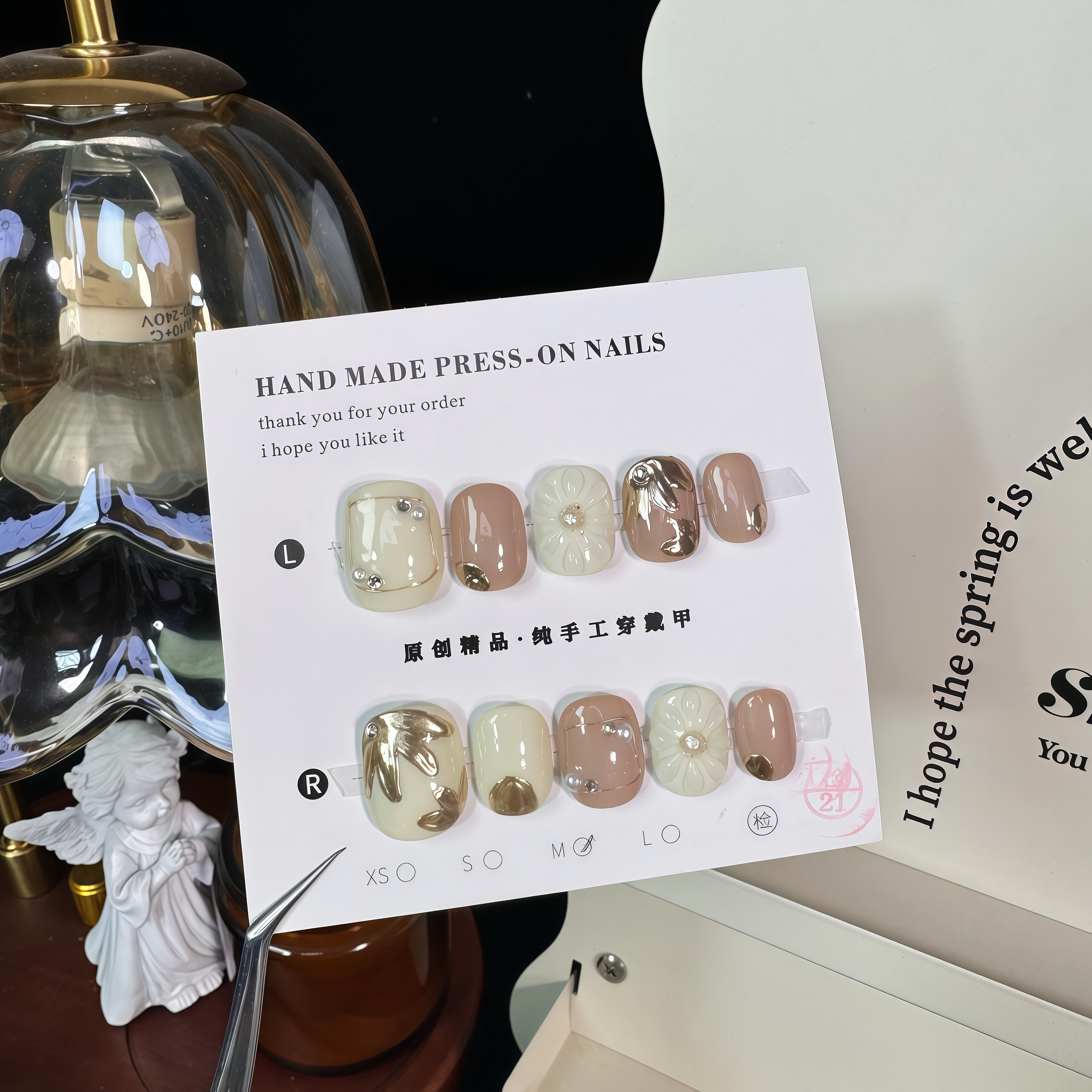 陌上花开—设计师款纯手工穿戴甲贴片