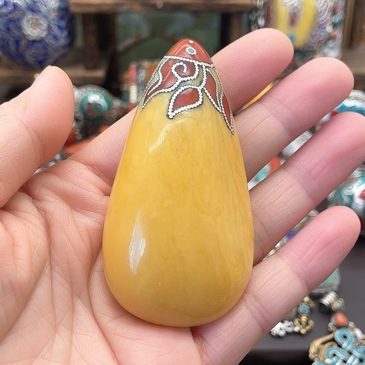 蜜蜡颈饰银S925镶嵌