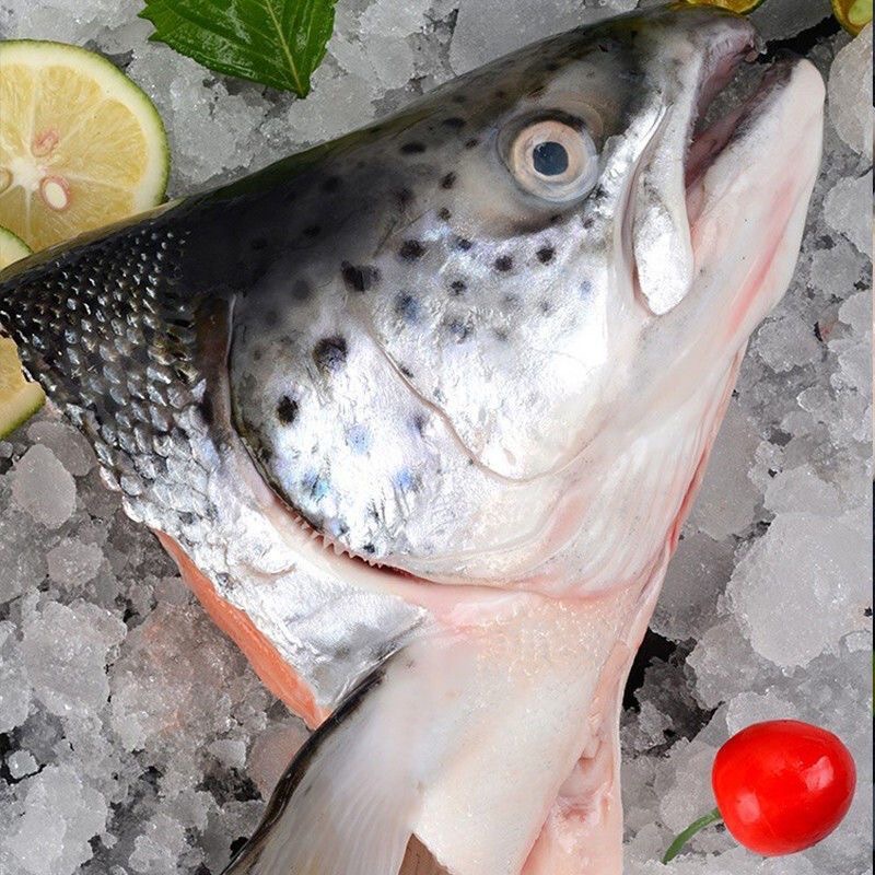 【三文鱼头】冰鲜三文鱼鱼头新鲜现切冷冻煲汤一个约350g
