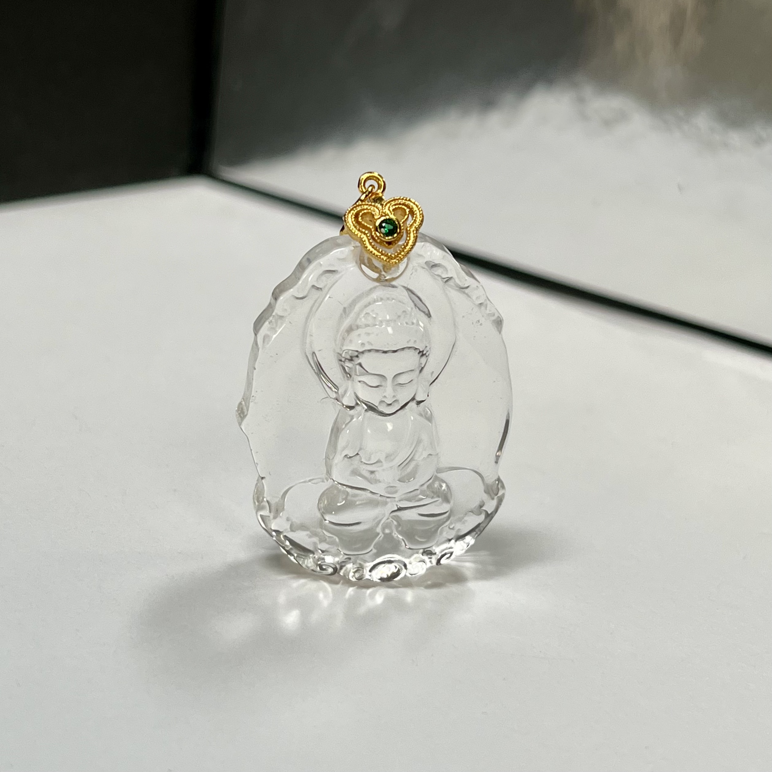 【晶安然】白水晶近透体宝宝佛吊坠
