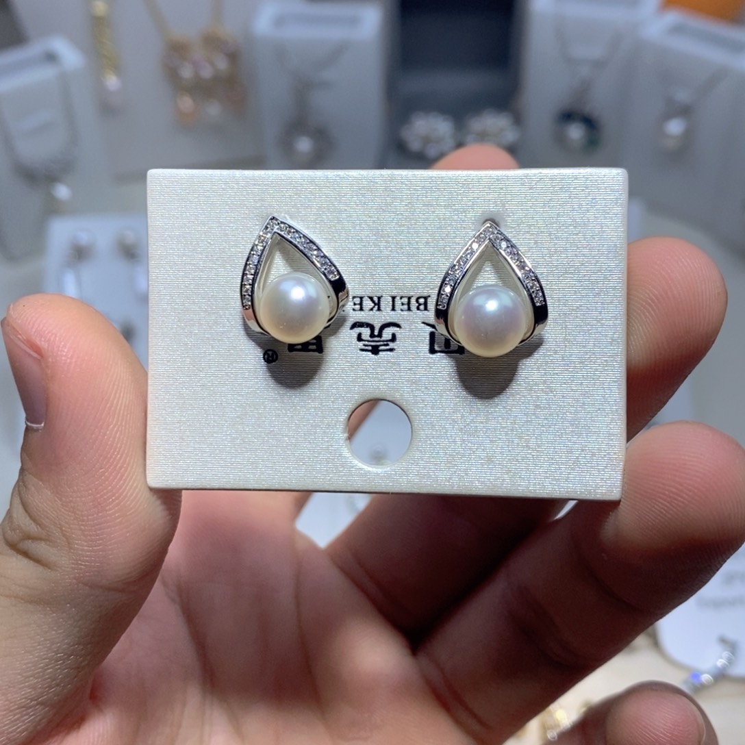淡水珍珠耳饰银S925镶嵌