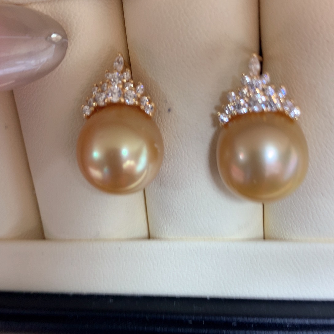 银S925镶嵌耳饰海水珍珠