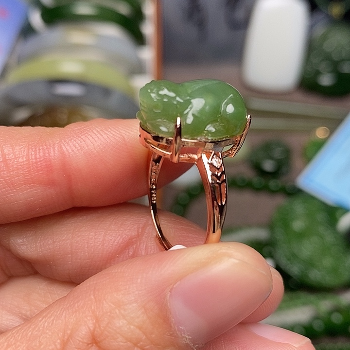 和田玉银S925镶嵌戒指