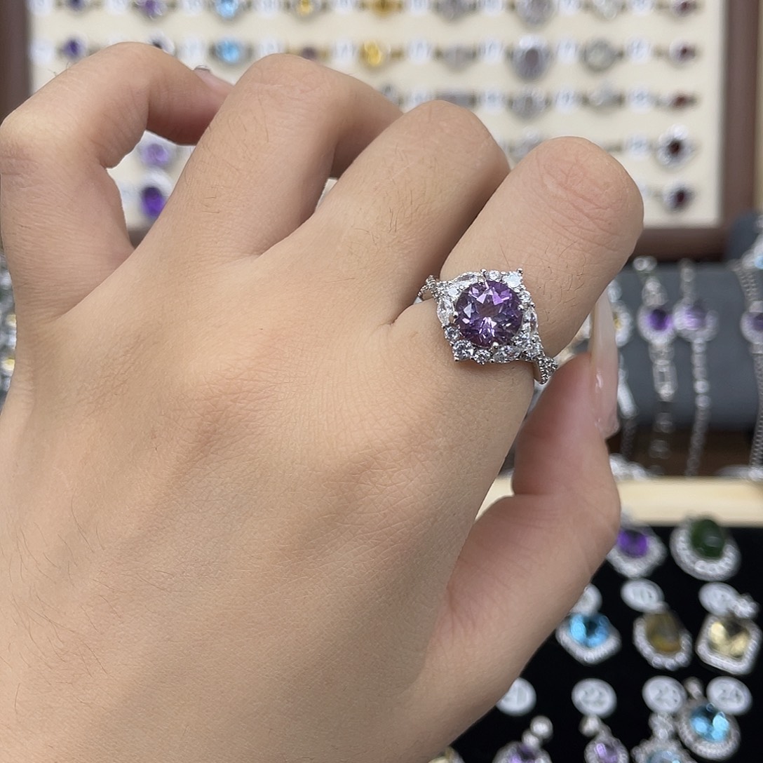 紫晶银S925镶嵌戒指