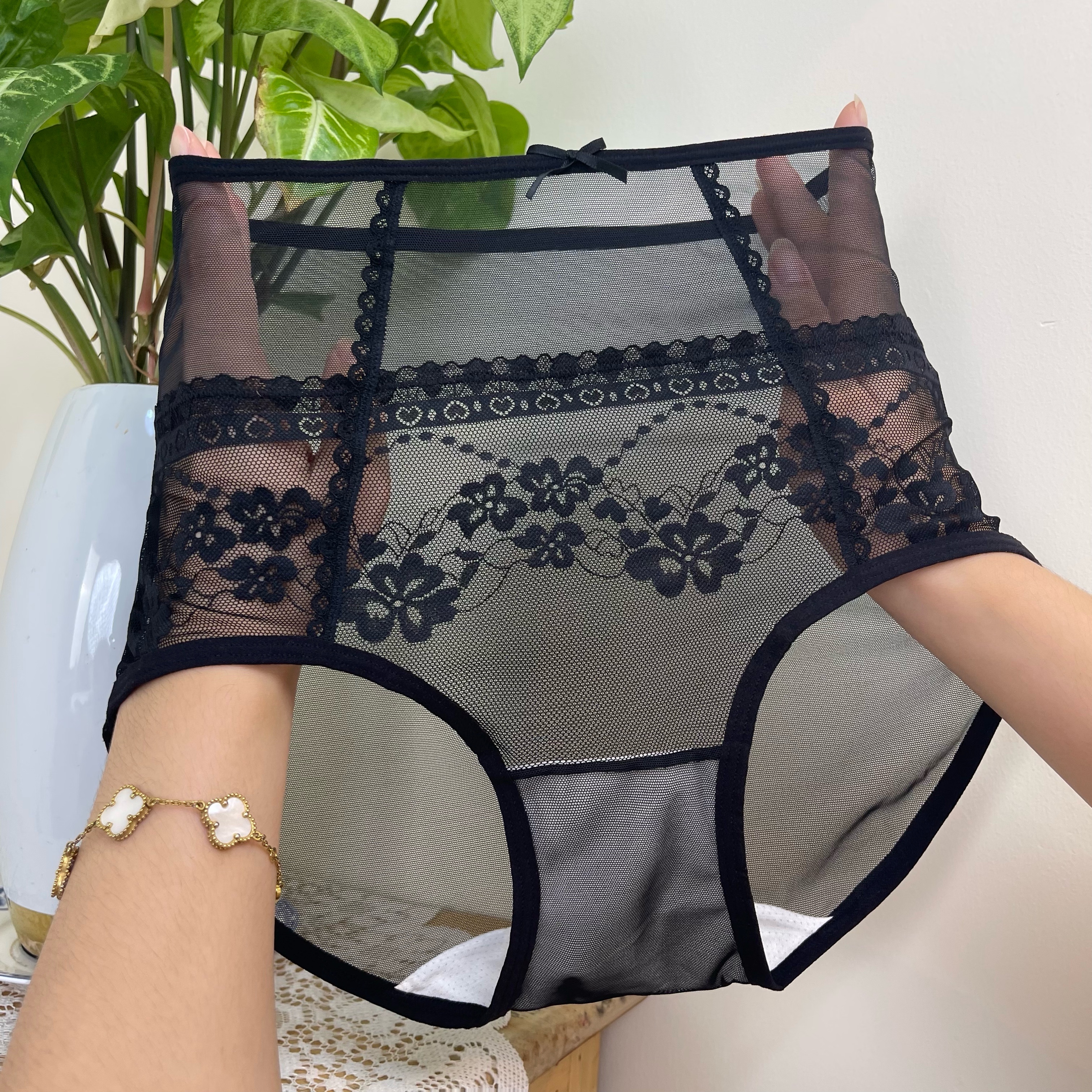 夜魅【3条装】蕾丝高腰舒适女士内裤亲肤性感裸感透气提臀6020