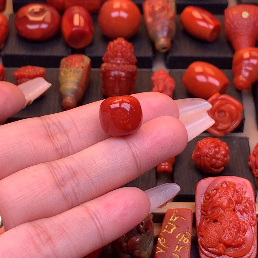 南红玛瑙未镶嵌川料瓦西原矿老型单珠13.1mm