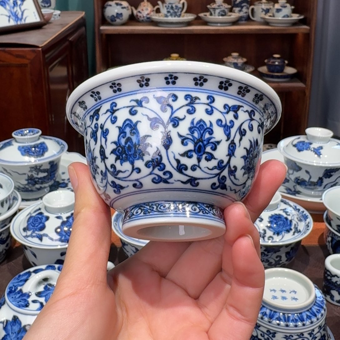 一**头青花雯华堂手绘杯杯