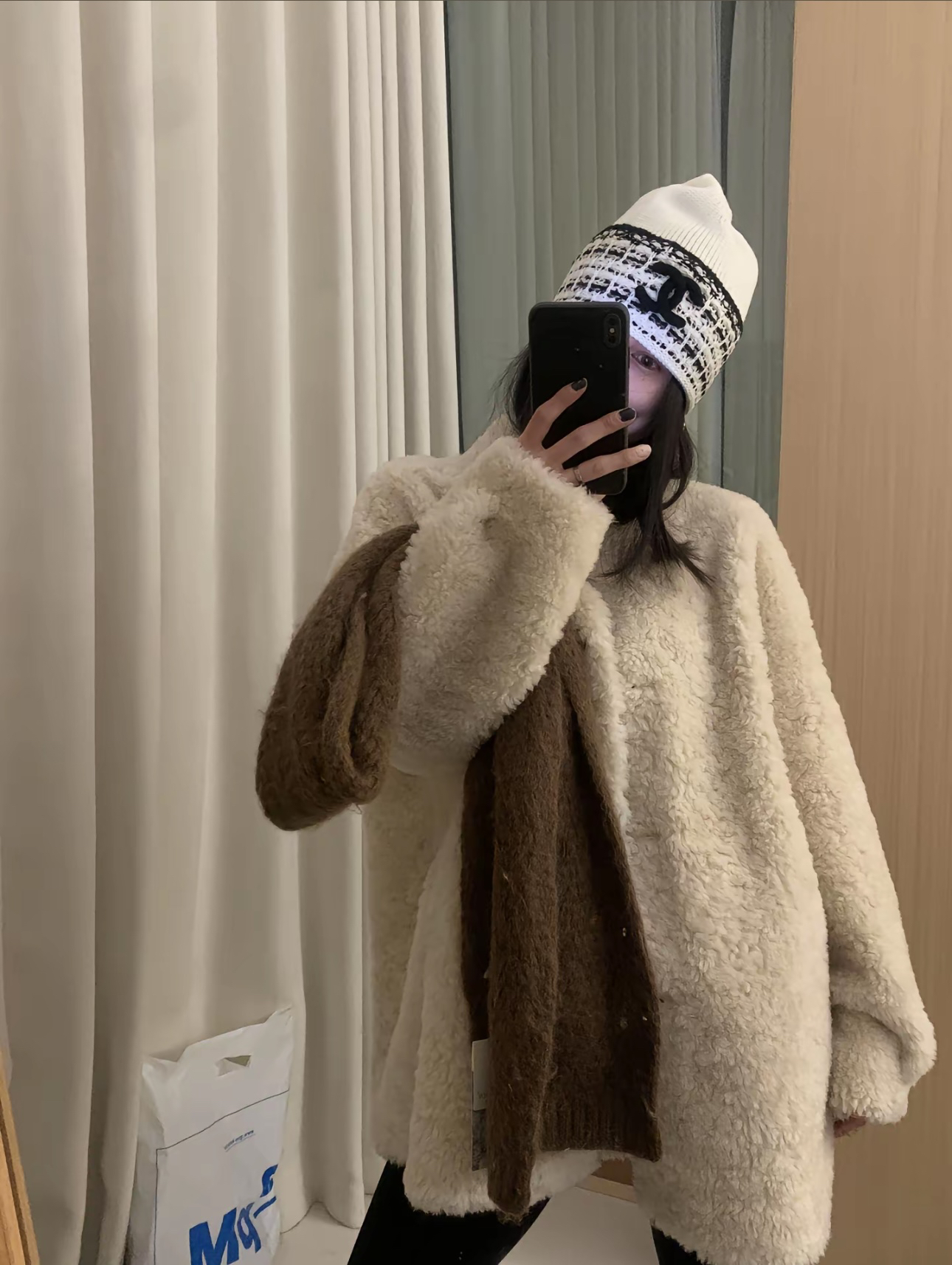 肉肉推荐中长款 超好看100羊毛皮毛一体外套上衣