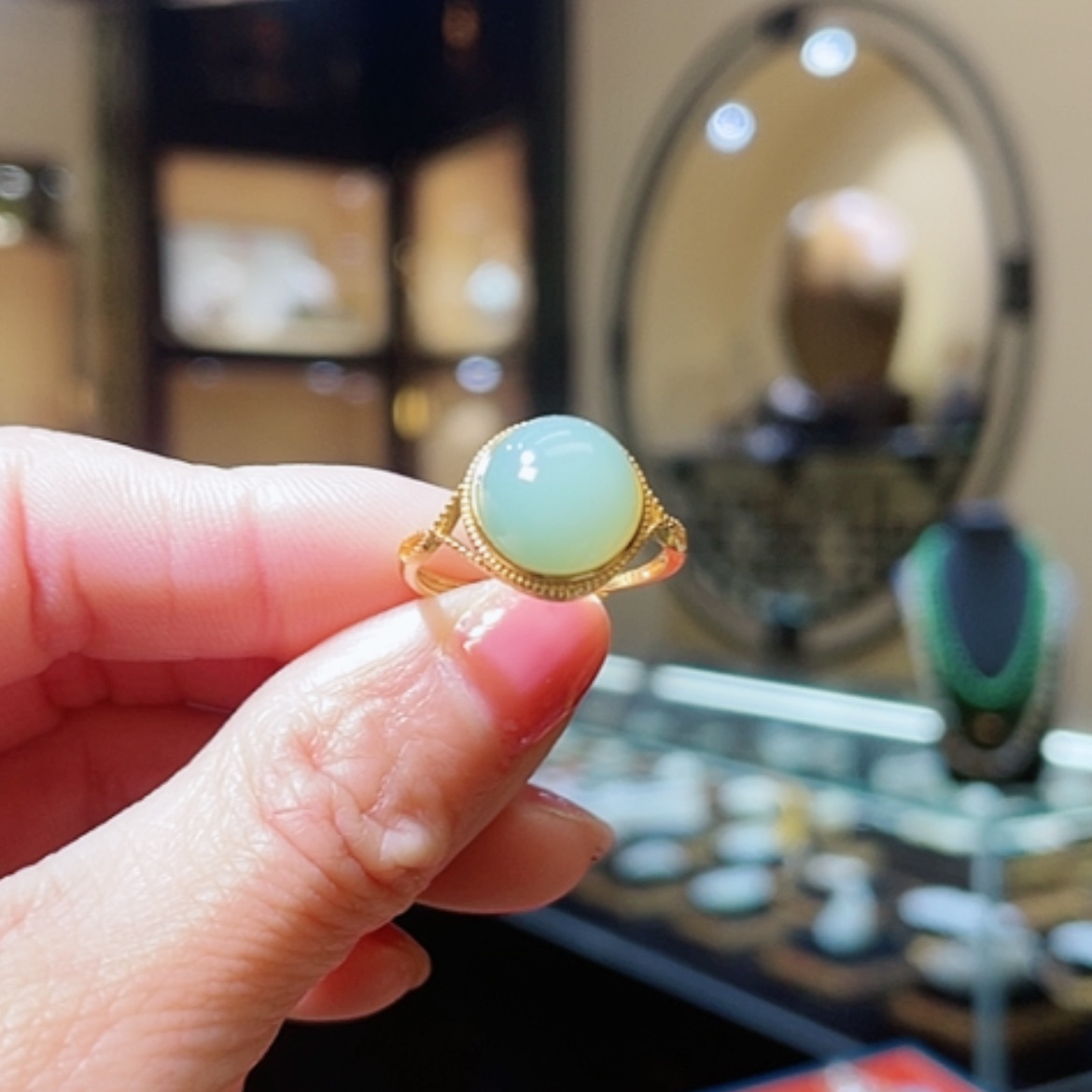 【闪购商品】和田玉戒指银S925镶嵌清****香