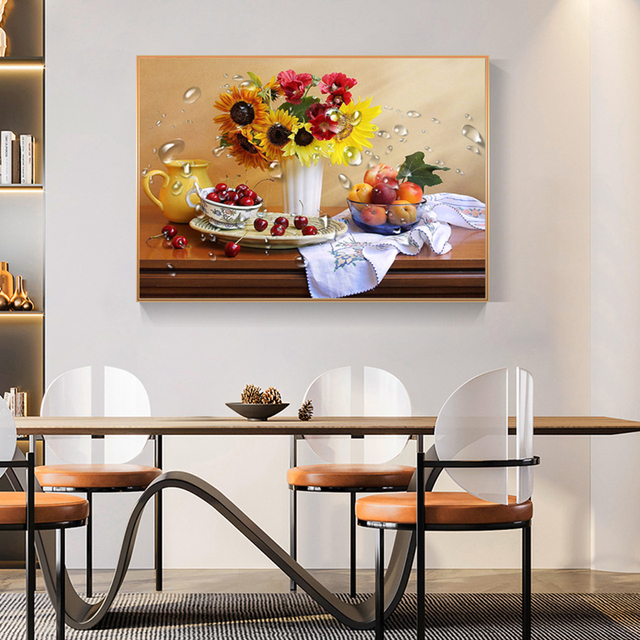 5diy钻石画满钻2025新款客厅餐厅点贴粘钻十字绣欧式花卉小幅卧室