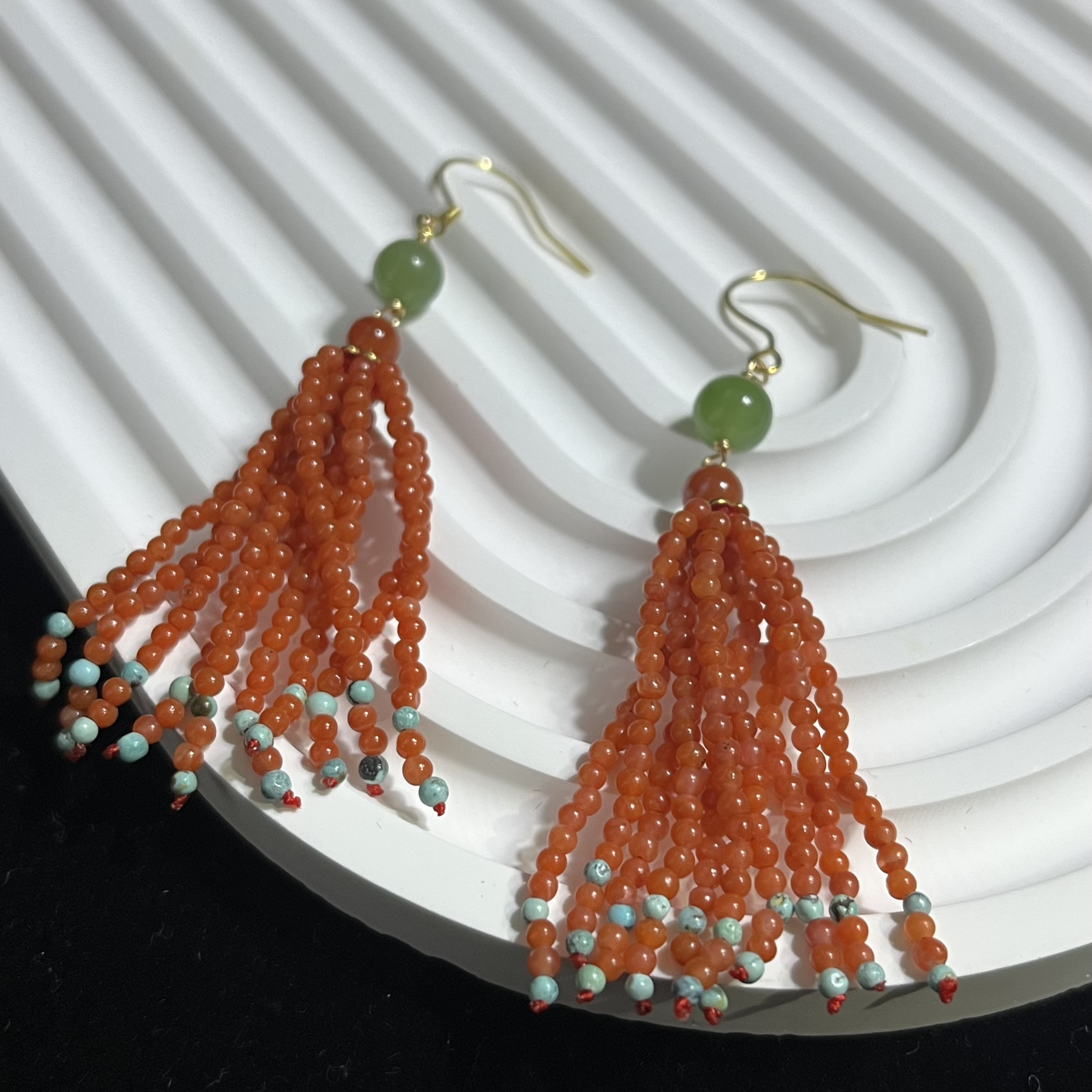 925银珐琅银制品 【千玺】保真正品 中国红流苏款 耳坠