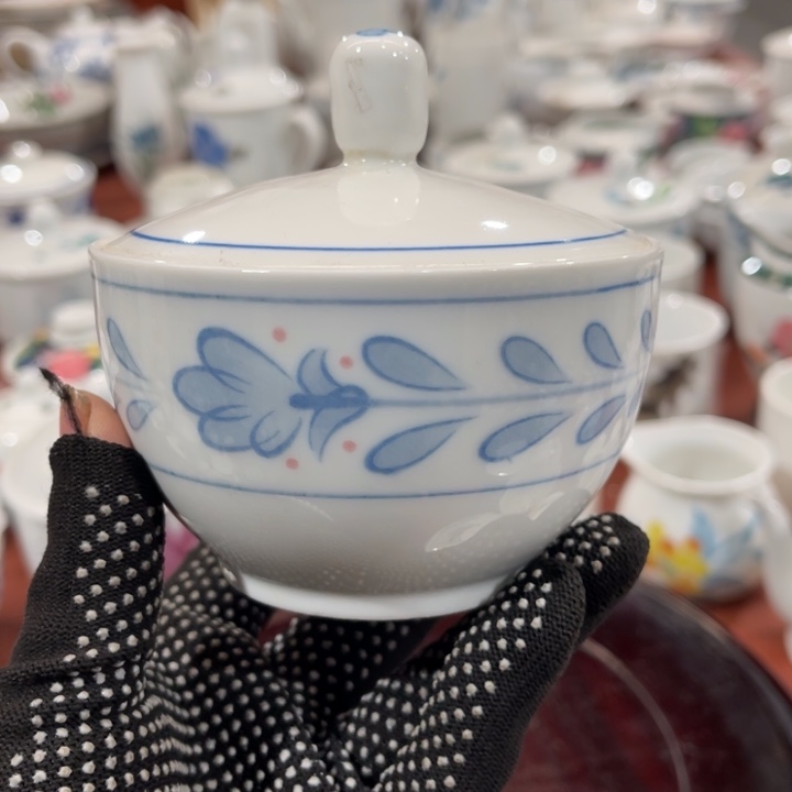 陶瓷醴陵釉下青花糖罐，260毫升微瑕