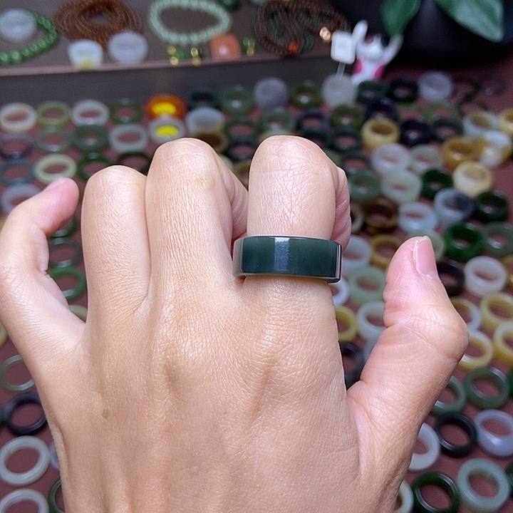 和田玉戒指未镶嵌17.1孔雀蓝