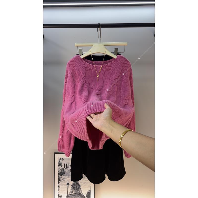 纯羊毛《Baby wool-轻奢质感》麻花工艺一字领韩版慵懒风女士-ssnz