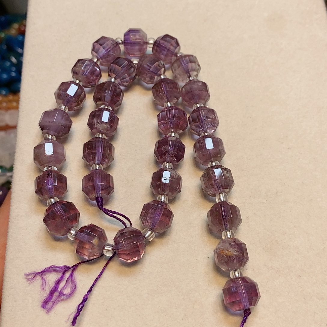 玛瑙/玉髓散珠天然玻利维亚紫水晶，拍两单发一整条11m m