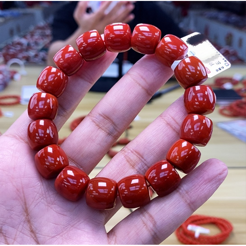 【小刘南红】保山南红（典藏）锦红直切手串10mm 多样性发一