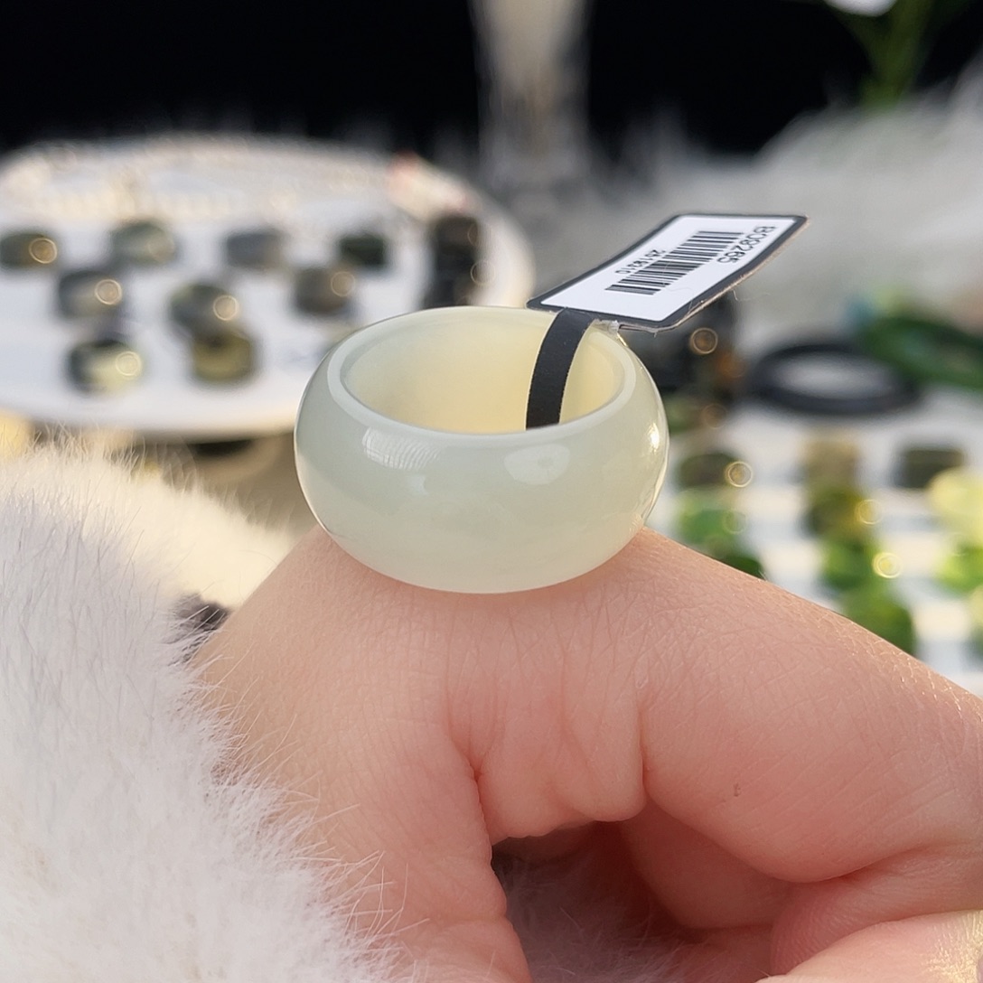 和田玉未镶嵌戒指k27 奶蓝墩墩18.1mm