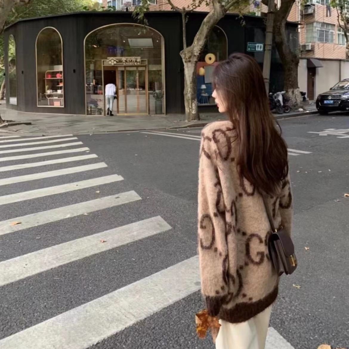 全新未使用 GUCCI/古驰 双面满印单排扣针织衫/XXS/XS